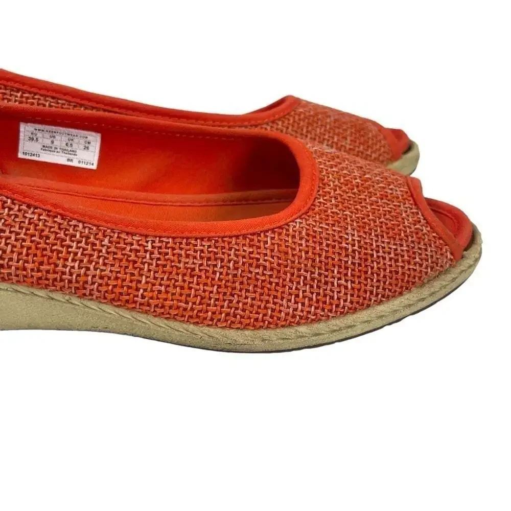KEEN Cortona Wedge Shoes Womens 9 Orange Peep Toe Casual Comfort 1012413